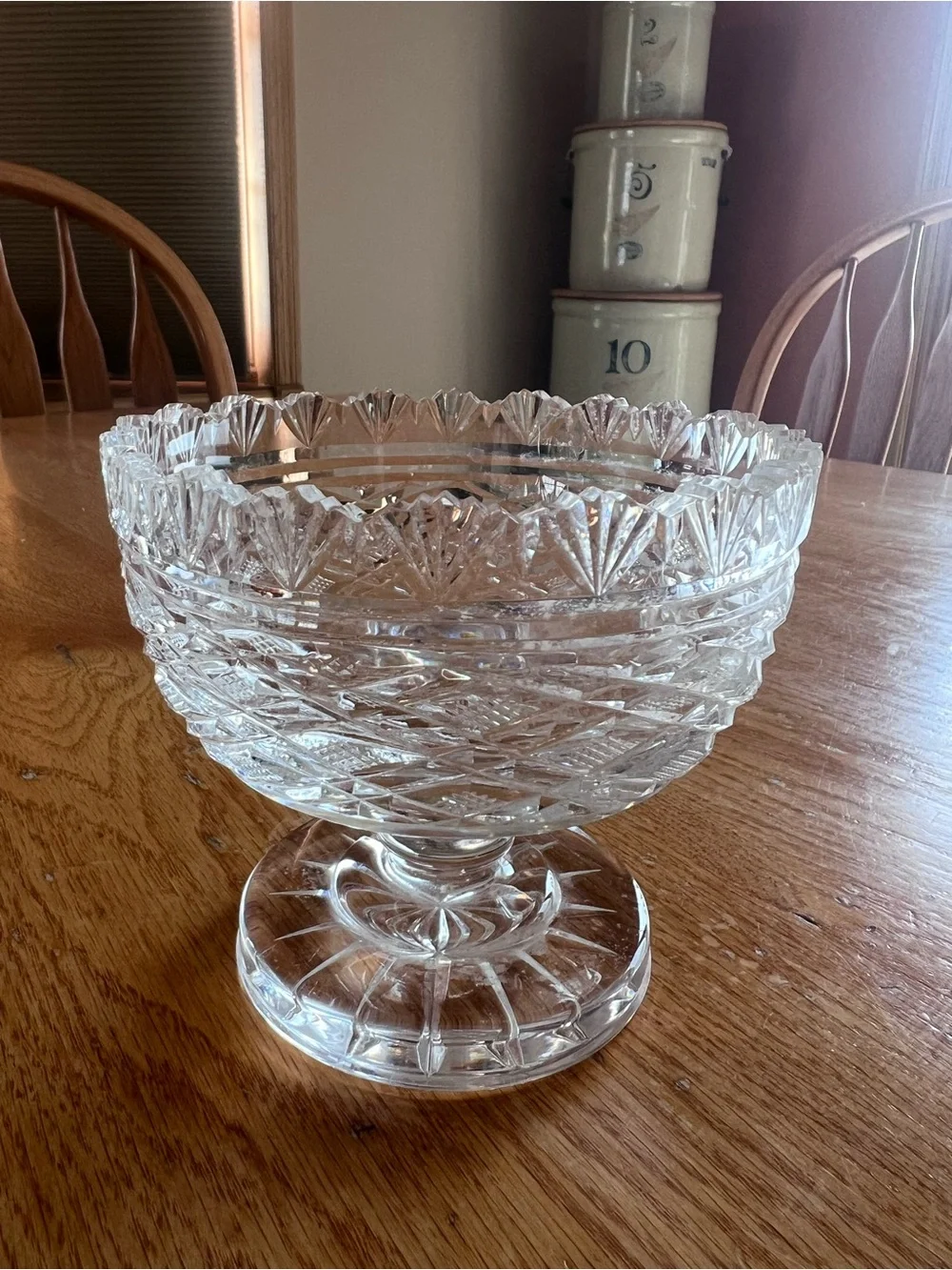 WATERFORD CRYSTAL FOOTED BOWL GEORGIAN Strawberry pattern 4”